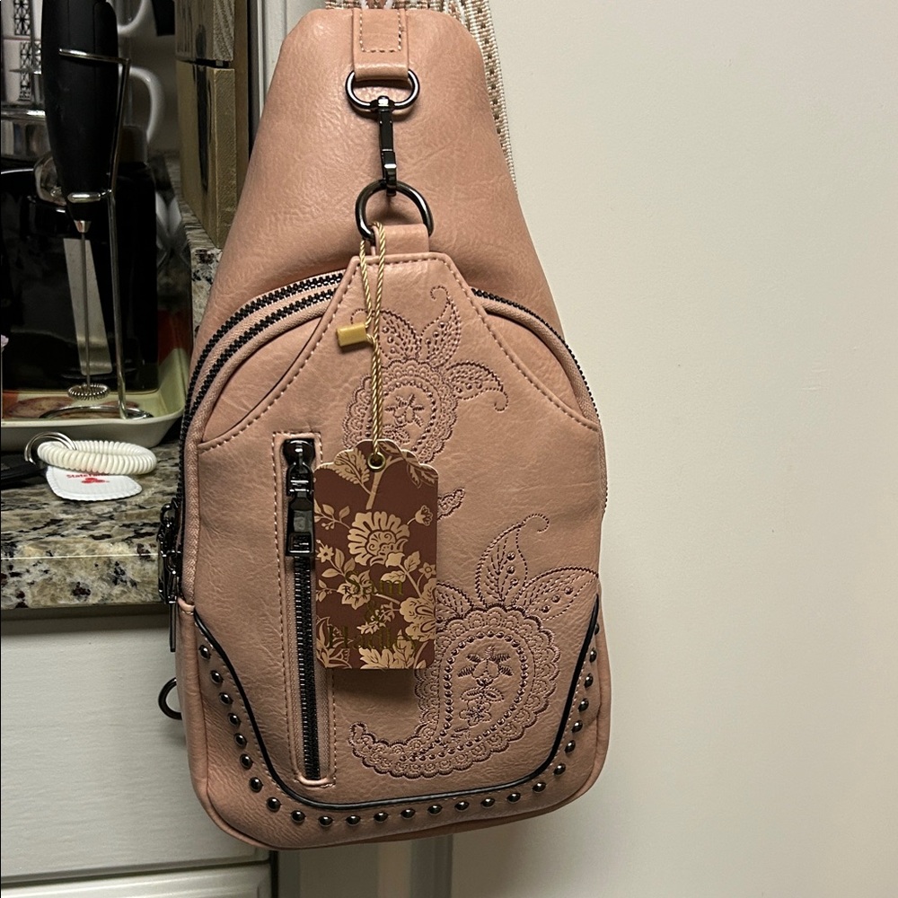 New: Women’s Blush Embroidered Sling Bag - Stylish Crossbody